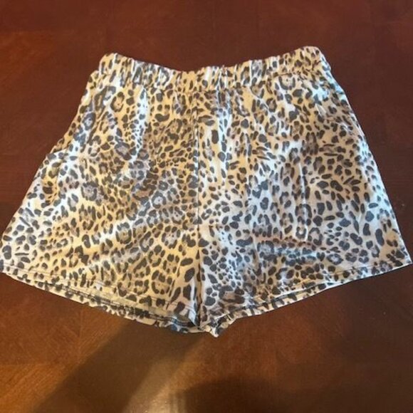 12PM By Mon Ami Pants - 12PM By Mon Ami Womens Leopard Print Shorts Elastic‎ waistband f